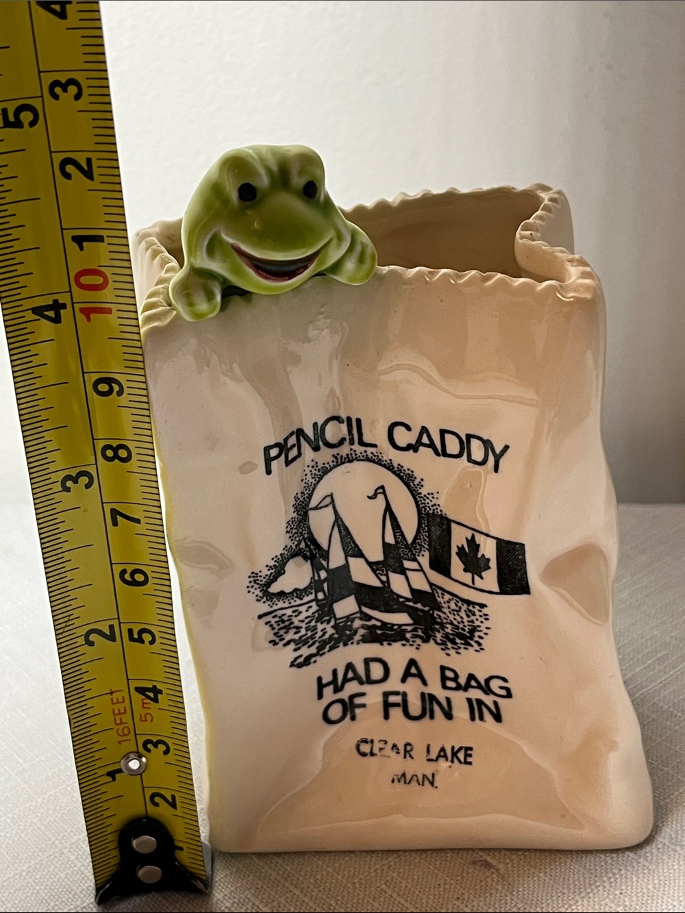 Ceramic Pencil Caddy with Green Frog Accent
Made in Japan - Picture 3 of 7